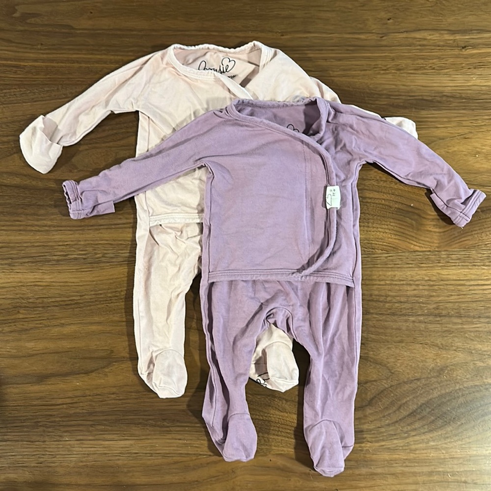 2-pack Bonsie Skin to Skin Newborn Onsies: Fig and Peony